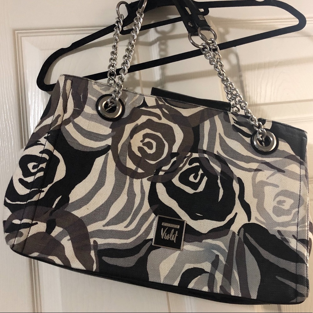 Shoulder strap purse, leather/fabric,very clean
